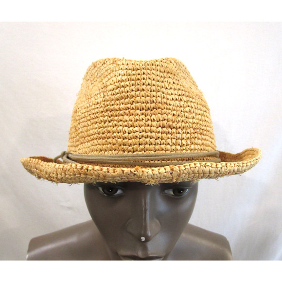 Tarnish Made In Italy Natural Tan Straw Raffia Fedora Hat Women OS main image 8